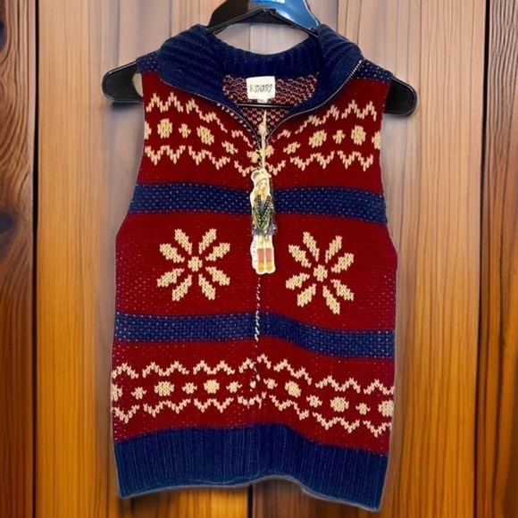 ⭐️B-SHARP Fair Isle Snowflake Zip Up Sweater Vest Y2K Size S - Picture 1 of 7